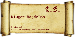 Kluger Bojána névjegykártya